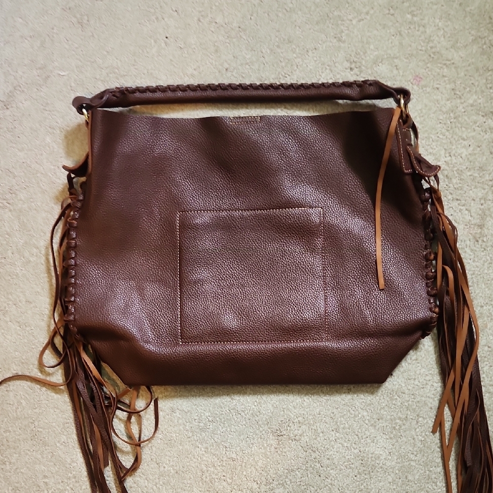 Brown Leather Fringe Handbag